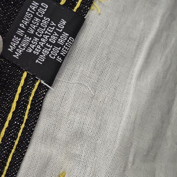 Y2K Vintage Project Mayhem Baggy Embroidered One Pride Jeans 38 X 32 Dark Wash - Picture 15 of 16